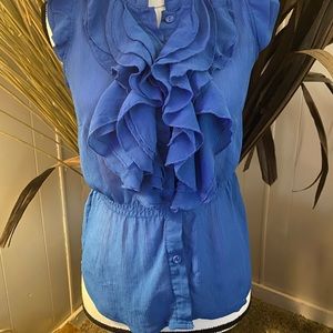 Paper Tee Blue Ruffled blouse